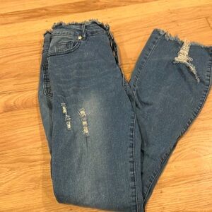 Stylish Blue Distressed Women's Jeans